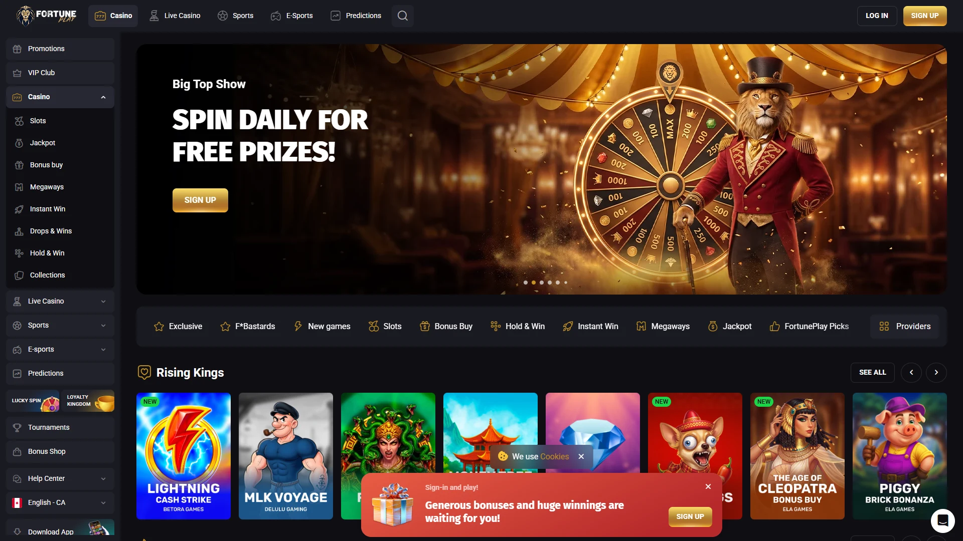 Fortune Play casino lobby on desktop